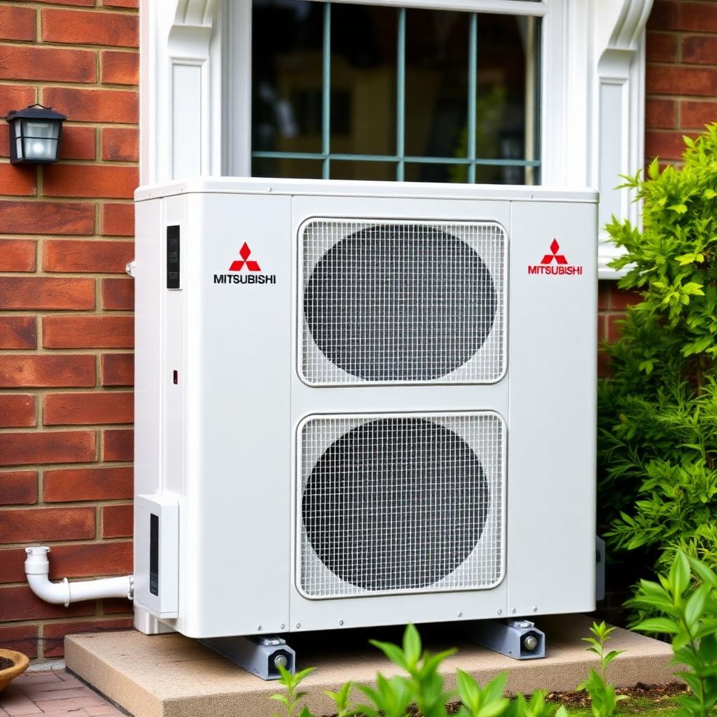 Outdoor AC condenser installed at British home